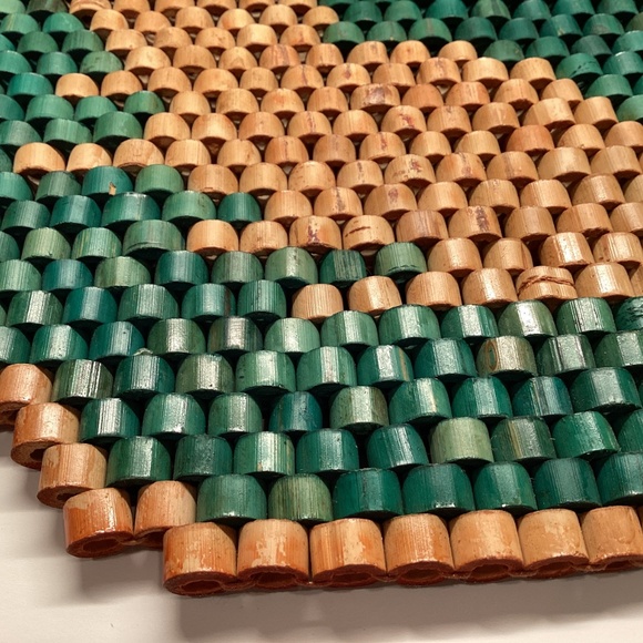 Vintage Wood Bead Trivet Rabbit Design Easter Decor - Picture 2 of 5